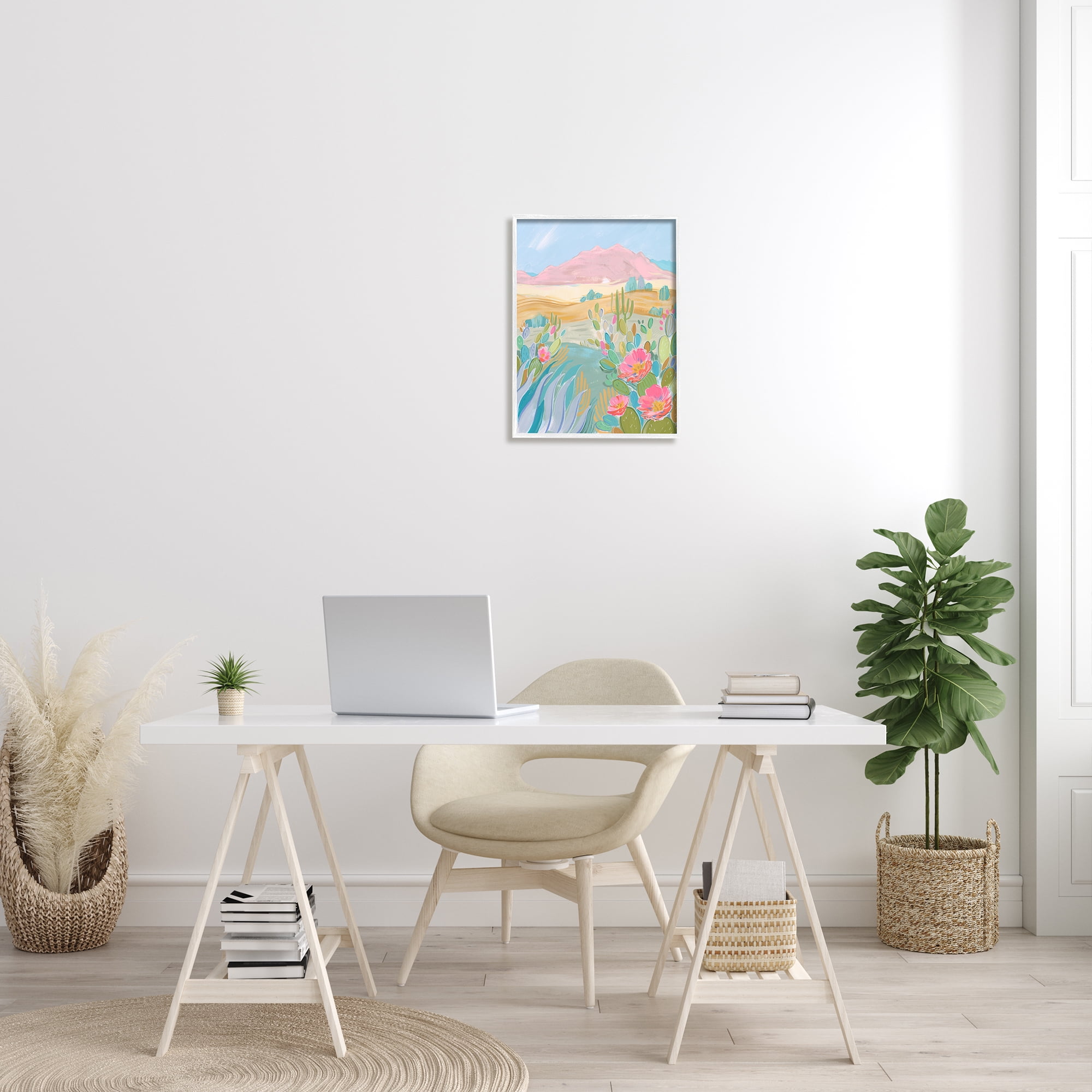 Stupell Desert Canyon Vivid Cacti Plants Landscape Painting White Framed Art Print Wall Art