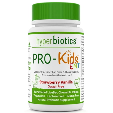 - Hyperbiotics, PRO-Kids ENT, Strawberry Vanilla, Sugar Free, 45 Chewable Tablets(pack of 1)