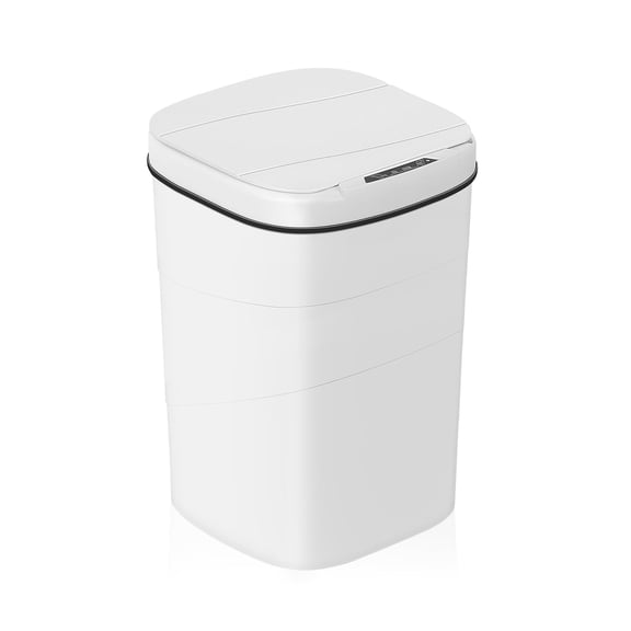 4.8 Gallon Automatic Touchless Trash Can with Motion Sensor - Slim White Bathroom & Kitchen Garbage Bin
