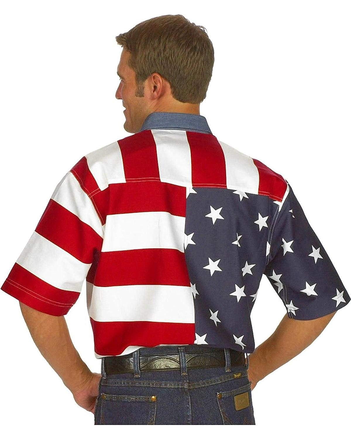 Roper Men's Long Sleeve Western Shirt With US Flag Design – Comfortable Cotton Button-Up For Casual Wear