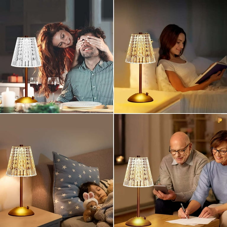 Rechargeable Cordless Table Lamps - 2 Pack, 3000mAh Battery, Touch Dimmable LED, IP54 Water Resistant