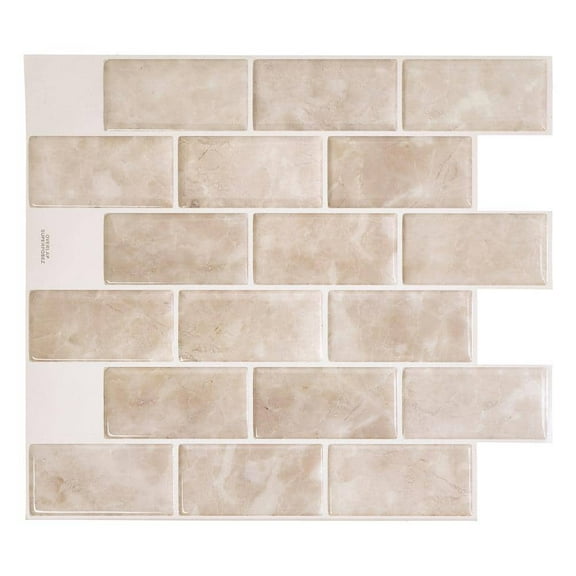 Subway Sora 10.95 in. W x 9.70 in. Vinyl H Beige Peel and Stick Self-Adhesive Decorative Mosaic Wall Tile Backsplash