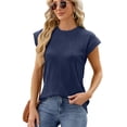 thumbnail image 1 of LYMAYTER Hauts Texturés à Manches Courtes Col Rond pour Femmes Été Décontracté T-Shirts Tricotés Blouses pour S-2TG, 1 of 10