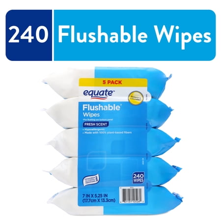equate flushable wet wipes, fresh scent, 240 wipes (5 pack), compare to cottonelleĀ®
