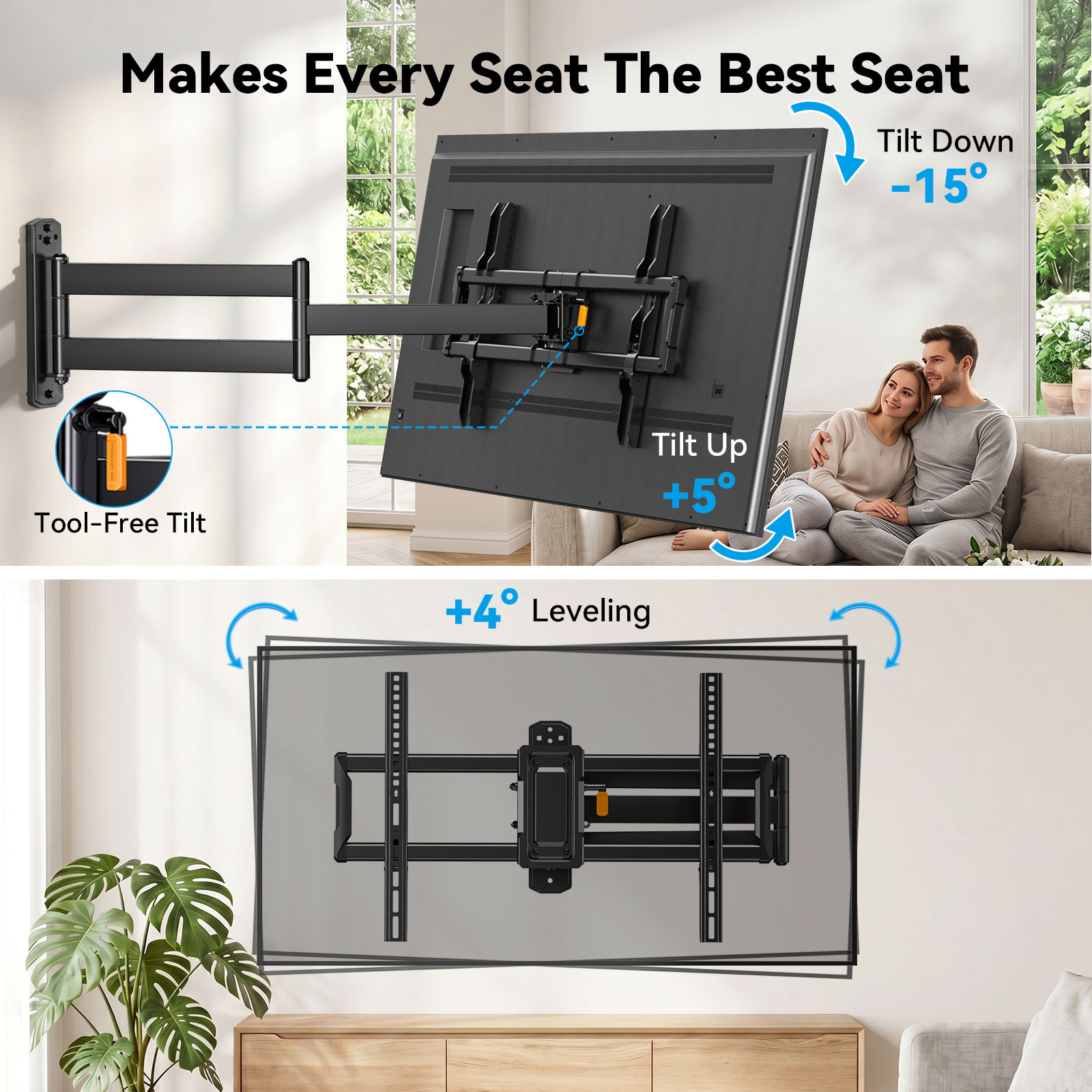 MountFTV Long Arm Full Motion TV Mount for 32-82 Inch TVs photo 5