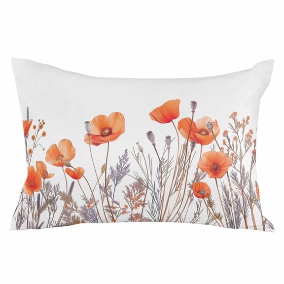 Watercolor Summer Botanical King Size Pillow Cover, Pillowcase Protectors with Zipper, Breathable Decorative Throw Pillow Case Cover, Pillow Shams for Couch Sofa 20x36Inch