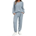 thumbnail image 3 of UVN Two Piece Sets for Women Casual Outfits Sets Textured Long Sleeve Shirts and Long Pants Lounge Set Fall Pajama Sets with Pockets, 3 of 9