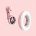 thumbnail image 2 of Práctica luz de relleno 15x lente macro portátil selfie LED anillo flash luz teléfono selfie lámpara universal anillo clip rosa claro, 2 of 5
