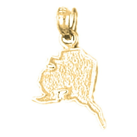 18K Yellow Gold Alaska State Pendant - 18 mm