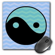 3dRose Blue Chevron Yin Yang Inspirational Art - Spirituality - Zen, Mouse Pad, 8 by 8 inches