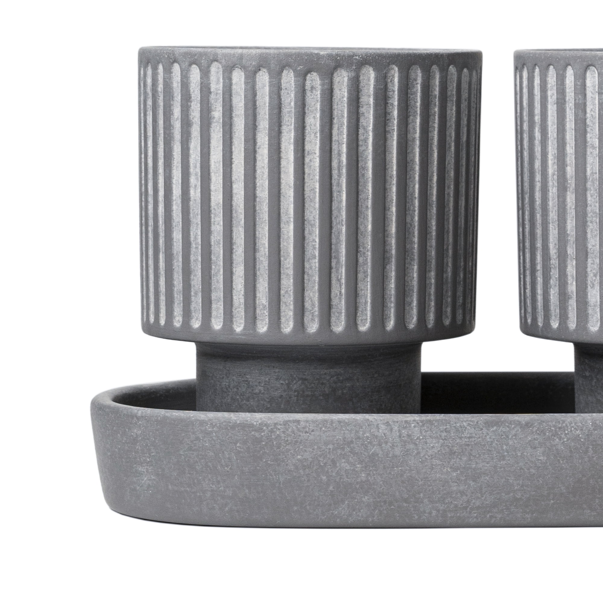 (2 pack) Better Homes & Gardens 4-Piece Ceramic Herb Planter, Gray