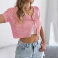 thumbnail image 5 of yillto Womens Crop Cover up Open Front Lightweight Summer Cardigans Short Sleeve Crochet Coverups, 5 of 7