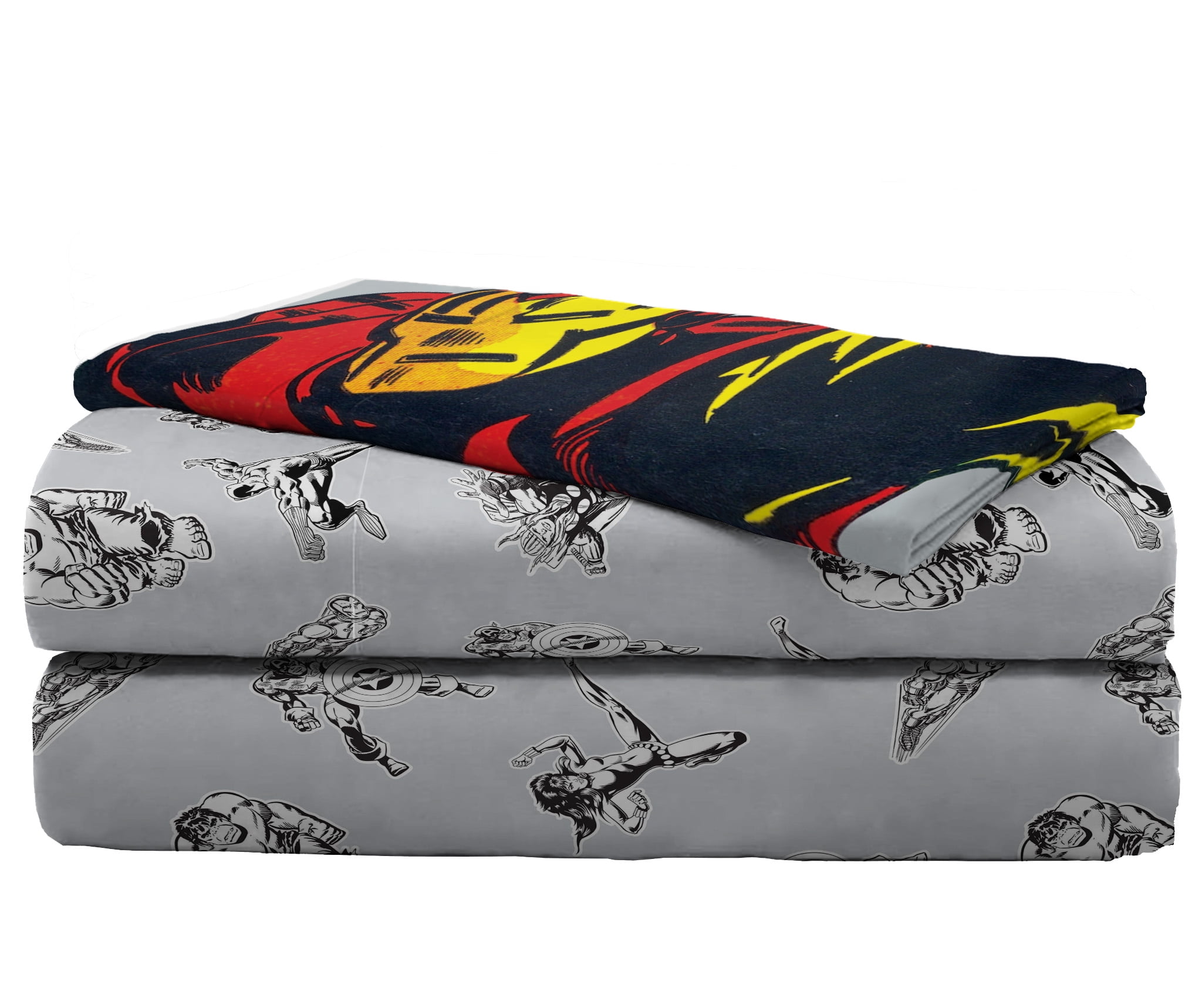 Marvel Comics Face Montage 5 Piece Kids Twin Bed Set, 100% Microfiber, Multi-Color