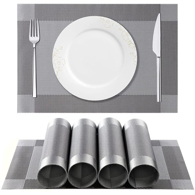 Manteles Individuales, Juego de 6 Manteles Lavables de PVC Antideslizantes Resistentes al Calor para Cena, Cocina, Sala de Estar, jardín o Comedor, Restaurante Sincero Electrónica