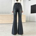 thumbnail image 4 of Girls' Denim Pants Slim Fit Elastic Waist Bell Bottom Jeans for Everyday Wear and Play (Black), 4 of 4