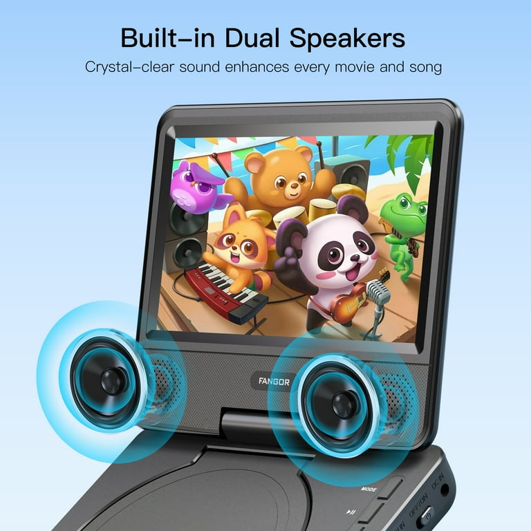 FANGOR Portable DVD Player, 9.5inch Kids CD dvd player with 7in