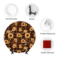 thumbnail image 4 of Gaeub Brown Plaid Sunflower Print Ceramic Plate,Dinner Plates,Bone China Decorative Plates with Display Stand,Art Ceramic Ornaments for Wall Hanging Decoration-6in, 4 of 6