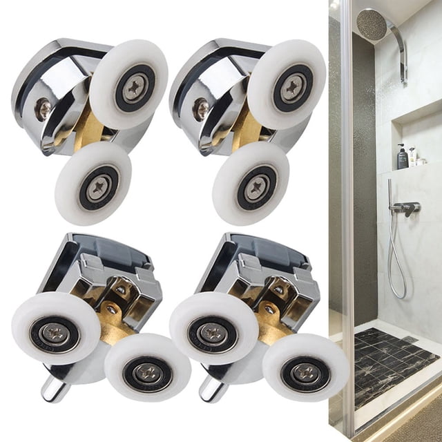 WinWay 4 Pcs Rouleaux de Porte de Douche Roues Coulissantes en Verre 23Mm Poulies Remplacement de Salle de Bain Roues Suspendues Double Roue
