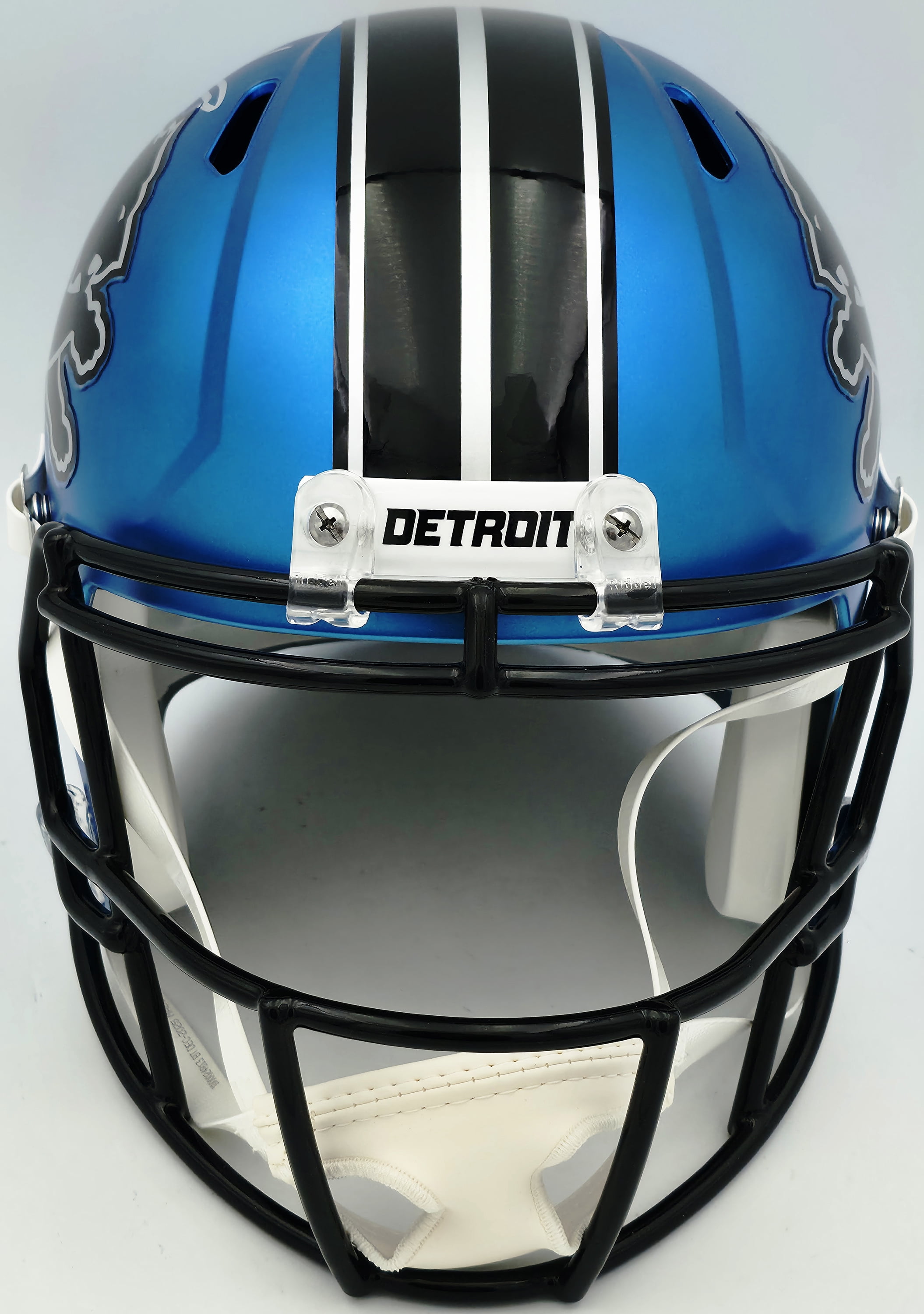 Barry Sanders Autographed Detroit Lions 2024 Alternate Blue Full Size Speed Replica Helmet Beckett BAS QR Stock #260177