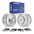 thumbnail image 4 of AutoShack Front & Rear Drilled & Slotted Brake Rotors Ceramic Brake Pads | Replacement for 2003 Chevrolet Suburban 2500 6.0L 8.1L V8 4WD RWD | Silver Zinc Coated | 12-PC Brake Kit | SilverShield Pro, 4 of 4
