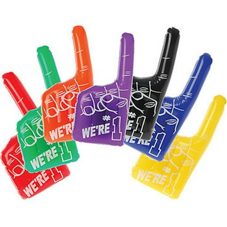 US Toy Assorted We're Number One Hands 18" Inflatable Toy, Multicolors, 12 Pack
