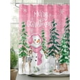 thumbnail image 2 of Merry Christmas Shower Curtain Set ，Waterproof Fabric Shower Curtains Pink Snowman Christmas Tree Deer Snowflake Shower Curtains for Bathroom,Bathroom Decor 54x"78", 2 of 6