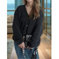 thumbnail image 5 of Women'S Winter Button Down Cardigan Sweaters Casual Coats Oversized Chunky Cable Knit Long Sleeve Outwear Black M, 5 of 8
