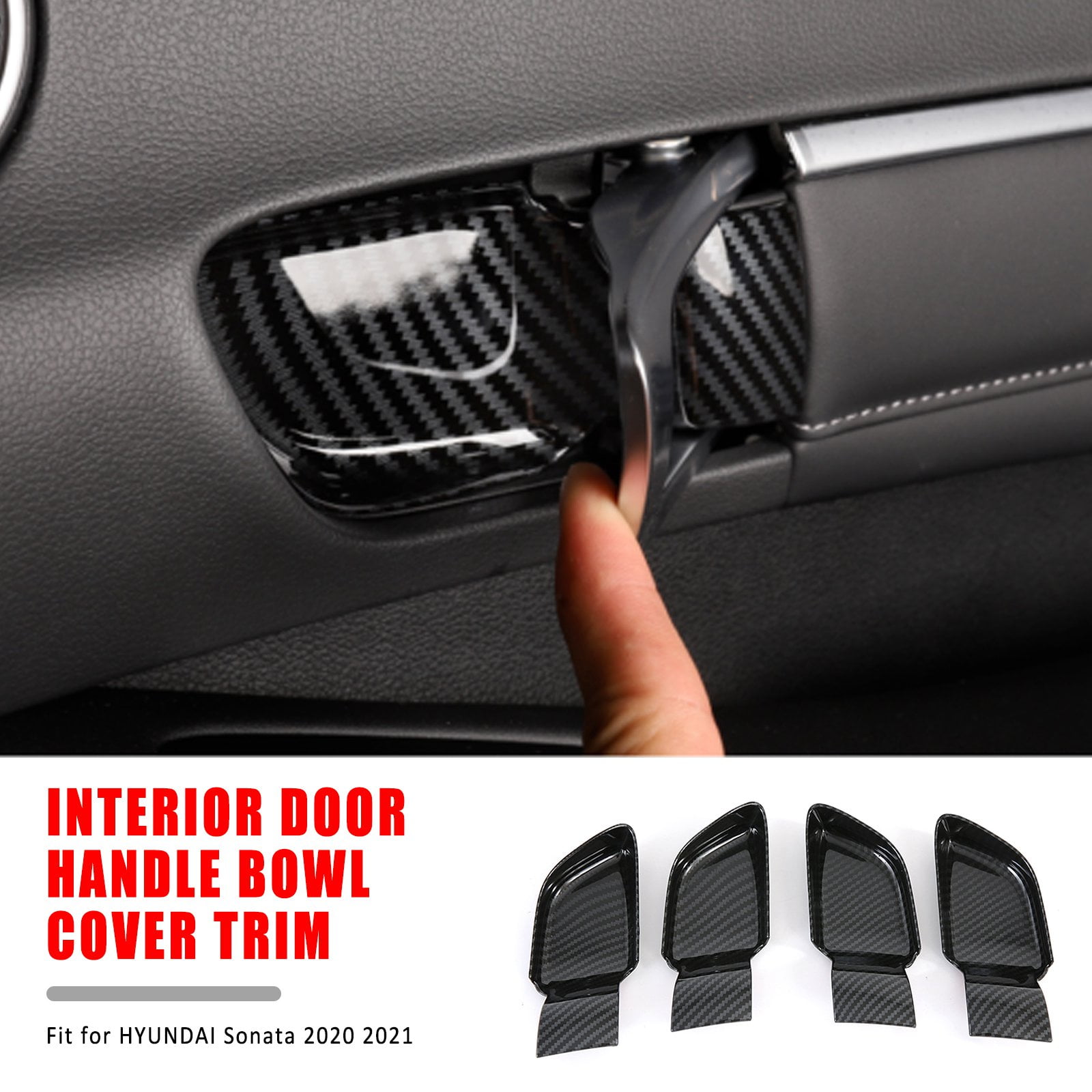 Carbon Fiber Interior Car Door Handle Bowls Cover Trim for Audi A3 8Y 2020 2021
