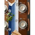 thumbnail image 5 of Navy Blue White Ombre Burlap Cotton Table Runner 14x72 Inches Long, Contemporary Minimalism Stripes Farmhouse Table Runners, Outdoor Dining Tablecloths Decor for Baby Shower/Party/Wedding, 5 of 6