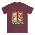 thumbnail image 3 of Camiseta de Snoopy Charlie Brown Lucy Thankful Thanksgiving Day para hombre, 100 % algodón, cuello redondo, manga corta, ropa de talla grande, 3 of 5