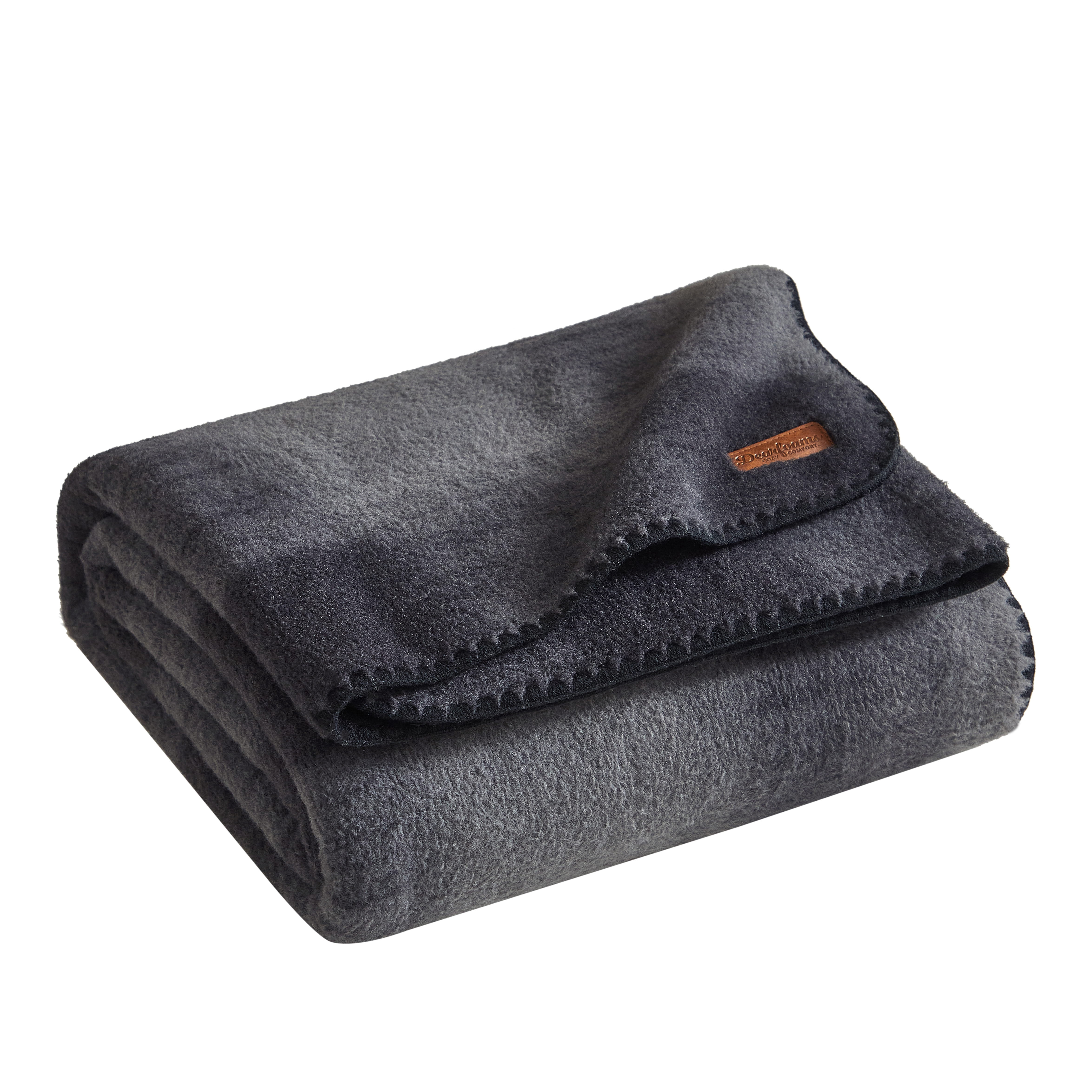 Dearfoams Reversible Faux Wool Oversized Couch Throw Blanket, Black, 50 x 70 in