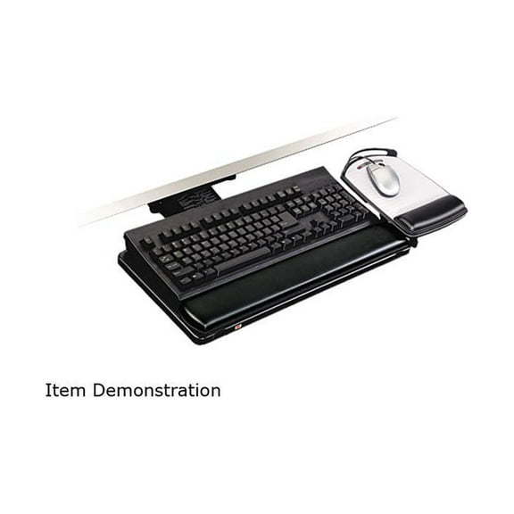 3M MMMAKT80LE Knob Adjust Keyboard Tray With Highly Adjustable Platform, Black