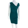 Pre-owned|Catherine Malandrino Womens Side Zip Ruched V Neck Dress Teal Size Petite