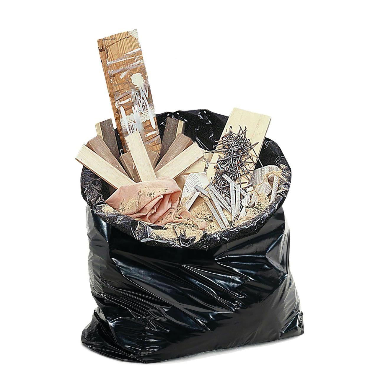 12-16 Gallon 0.65 MIL Black Garbage Bags - 24 x 31 - Pack of 500 - For  Contractor, Janitorial, & Industrial