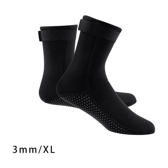 AUQ Wetsuit Socks,Protective Foot-Warming Beach Water Shoes,Grip-Enhanced Swim Anti-Slip Socks for Water Adventures,Black,XL