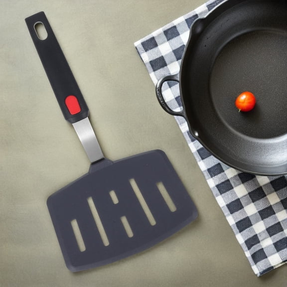 TABLZONE Black Silicone Wide Spatula Turner for Cooking High Heat Resistance Easy Flipping Kitchen Tool 12.5 Inches