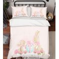 thumbnail image 2 of 3D Conejo Rosa Floral Huevo Funda de edredón Juego de ropa de cama Funda nórdica Fundas de almohada, 2 of 3