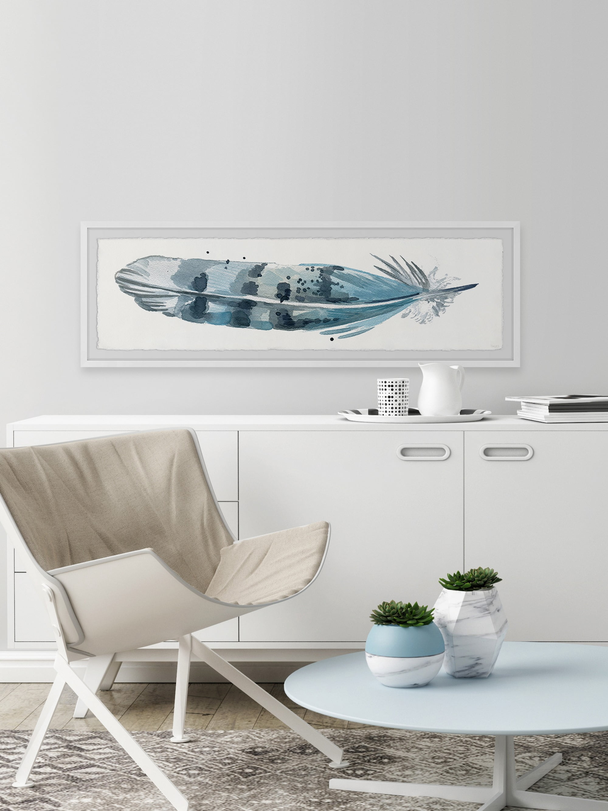 Parvez Taj Bird's Feather Framed Wall Art, 15" x 45"