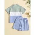 thumbnail image 3 of Coduop Toddler Boys Summer Beach Outfits Short Sleeve Button Shirt Shorts Set, 3 of 9