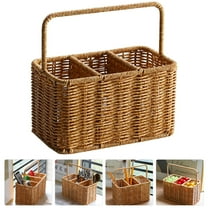 SOPOTUTU Compact Plastic Utensil Organizer Basket for Tabletop Kitchen Storage