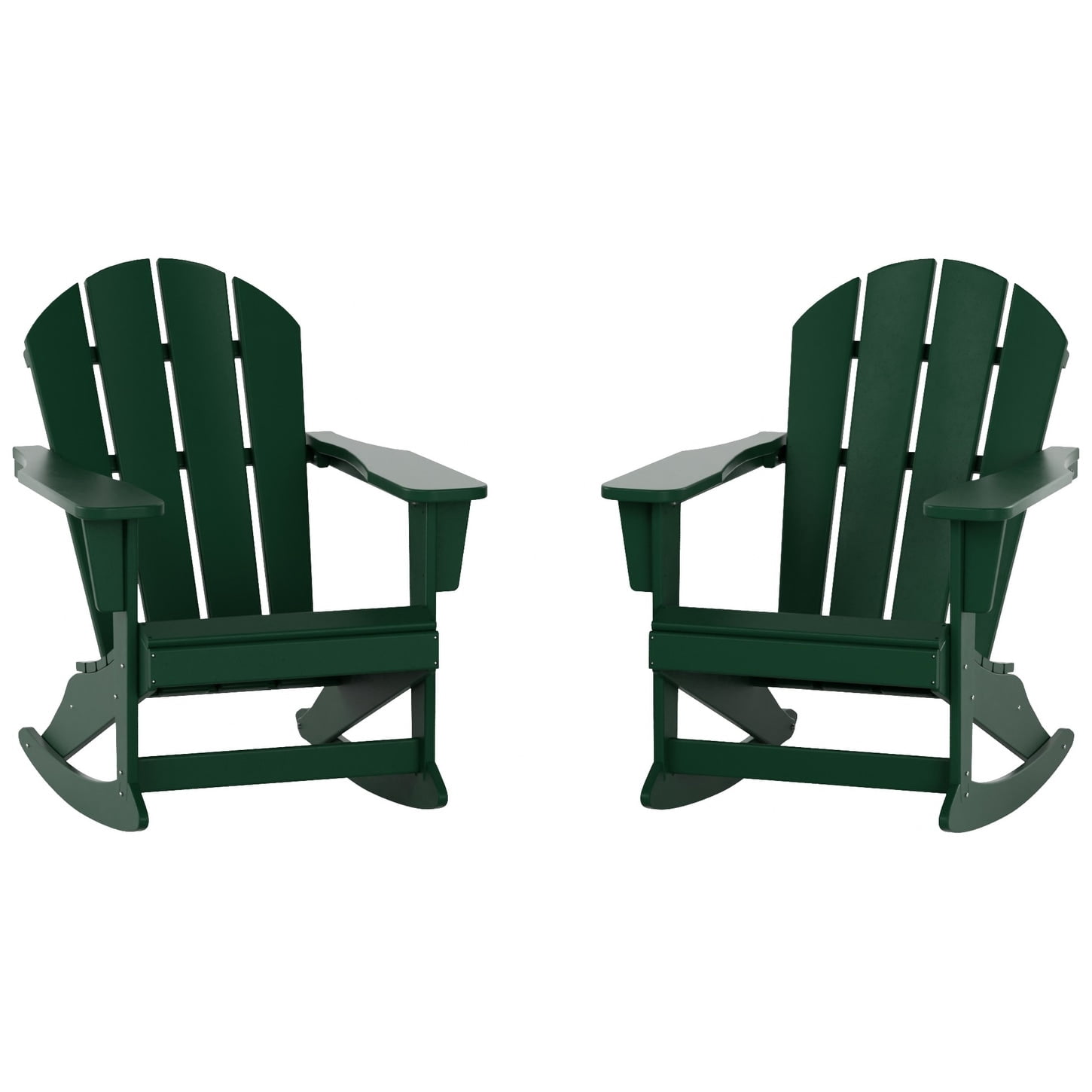 Polytrends  Laguna Hdpe All Weather Outdoor Patio Rocking Chair (Set of 2) Dark Green