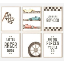 Race Car Wall Art Boys Room Canvas Wall Decor Vintage Nursery Wall Art Vehicle Prints Kids Toddler Poster Retro Car Pictures for Boys Bedroom Playroom 8x10x6 Inch Unframed