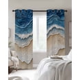 thumbnail image 3 of Blue Beach Coastal Blackout Curtains 54 Inches Long for Bedroom, Nautical Seaside Ocean Beige Thermal Insulated Room Darkening Black Out Window Curtain Panels Grommet Drapes for Living Room, 3 of 8