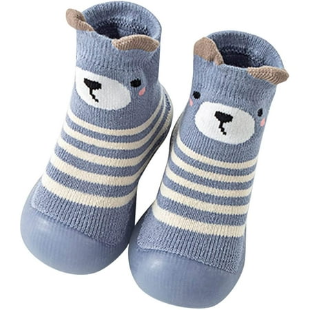 

QWZNDZGR Toddler Socks Shoes Baby Non-Slip Soft Bottom Rubber Sole First Walker Soft Cotton Outdoor Shoes Socks