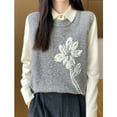 thumbnail image 2 of jinghuiyue Womens Sleeveless Sweater Vest Floral Casual Knit Tank Tops Loose Fit Crew Neck Shirts Pullover, 2 of 4