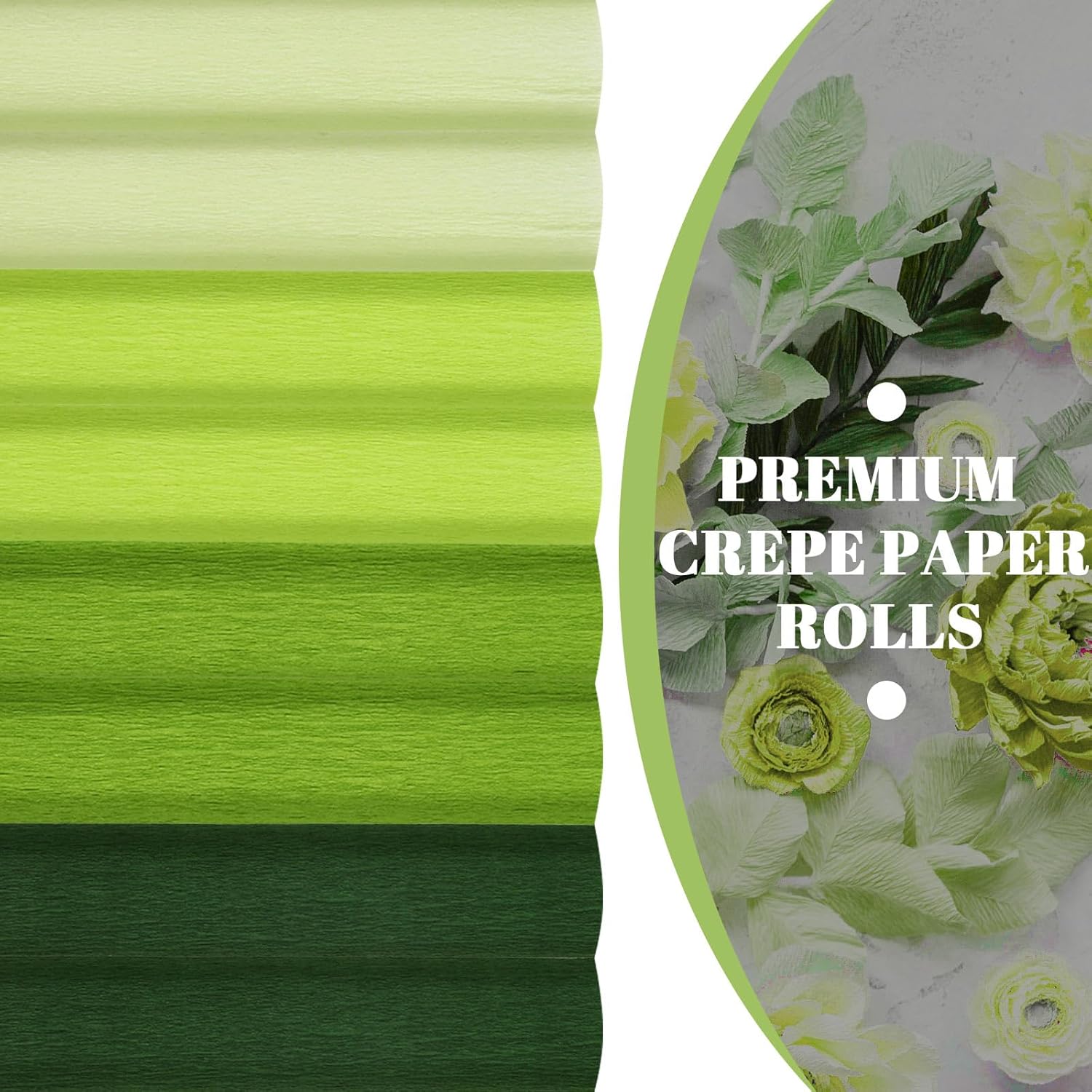 8 Rolls Crepe Paper Streamers 25 x 250cm 4 Colors Party Streamers Green Theme Crepe Paper Roll Decorative Craft Streamer for Gift Wrapping Paper Crafts Room Wall Decoration