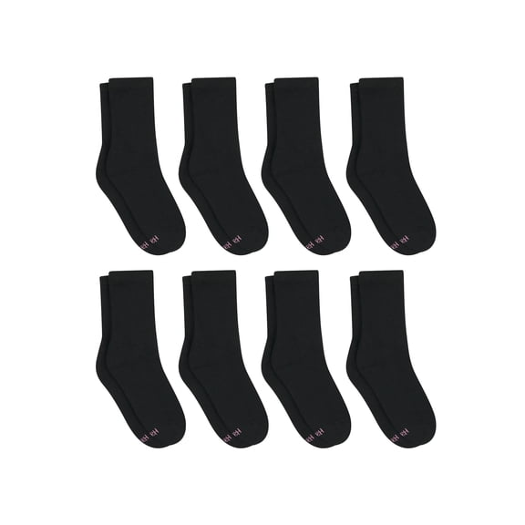 Hanes Ultimate Women's Crew Socks Pack, Cushioned, 8-Pairs Black 5-9
