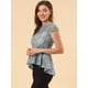 thumbnail image 4 of Allegra K Blusa Top Encaje De A-Línea Peplum Mangas Casquillo Dobladillo Alto Bajo Para Mujer Gris M, 4 of 6