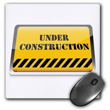 3dRose A Yellow Under Construction Sign, Mouse Pad, 8 by 8 inches