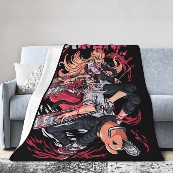 Chainsaw Anime Man Blanket Throw Blanket Lightweight Blanket for Bedroom Living Rooms Sofa Couch 60"X50"